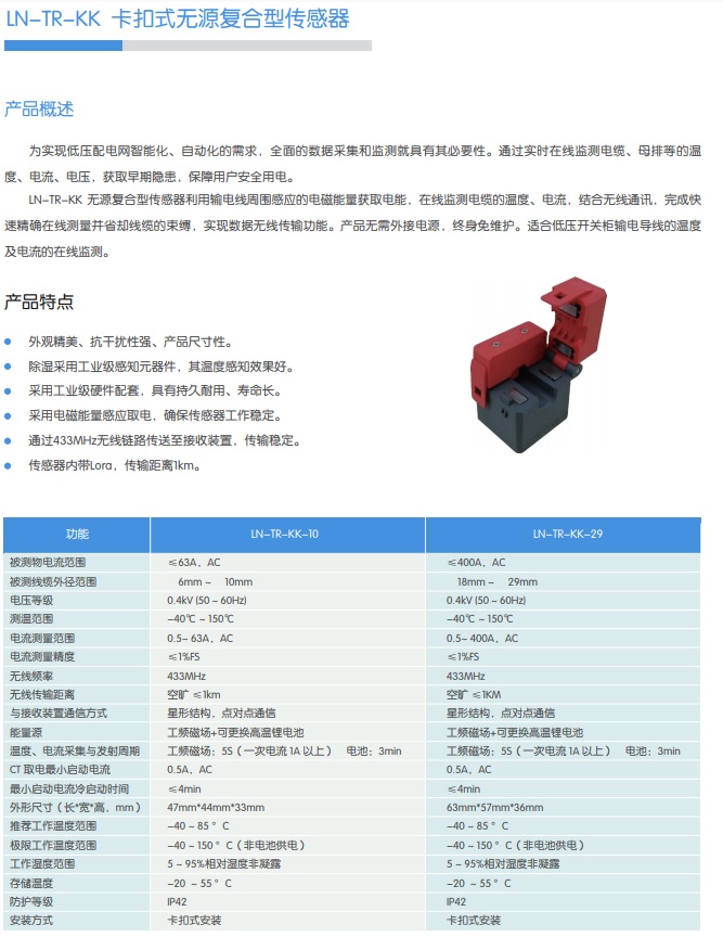 LN-TR-KK 卡扣式無源復合型傳感器